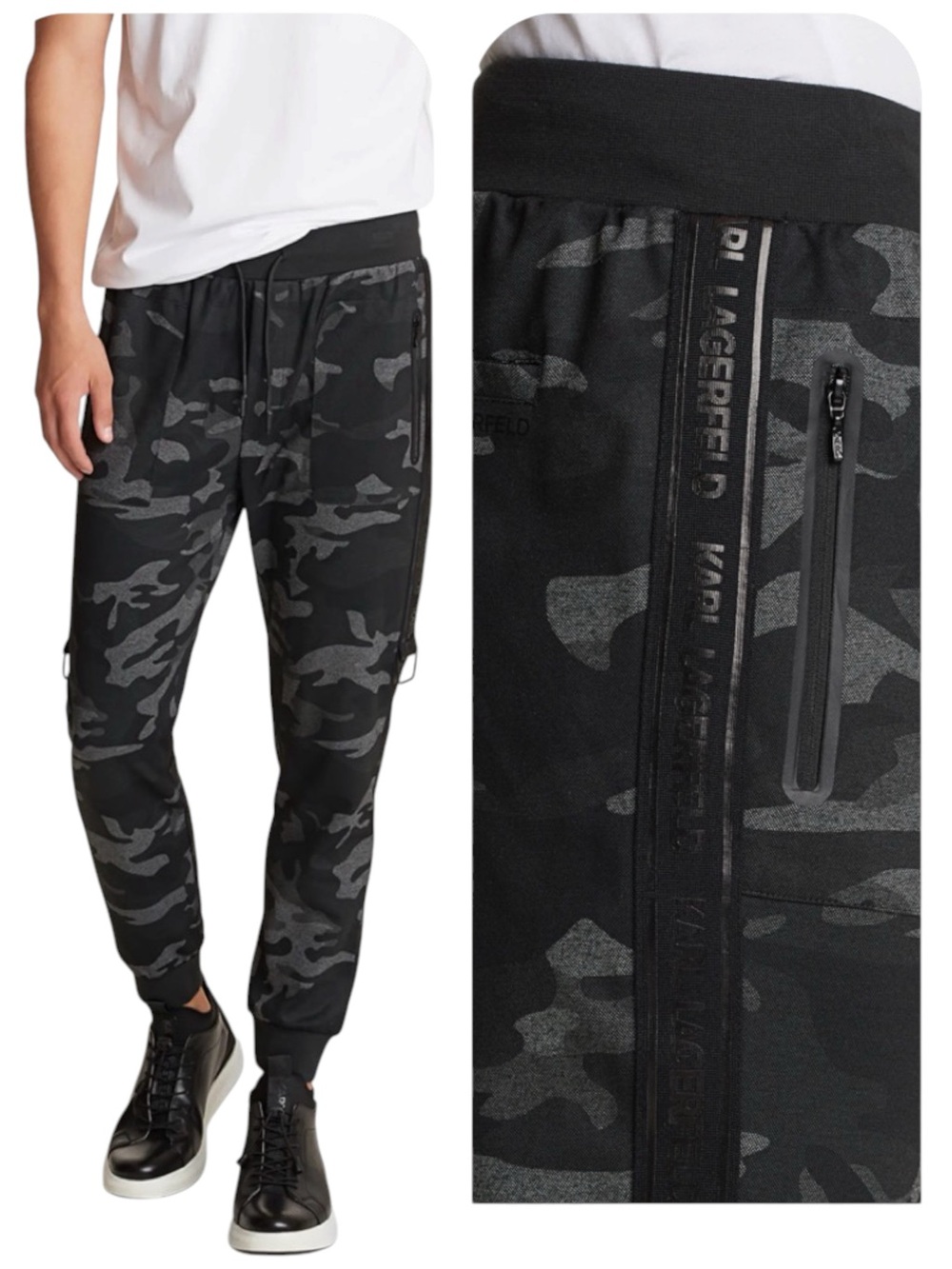 Karl Lagerfeld Paris L camo logo tape joggers